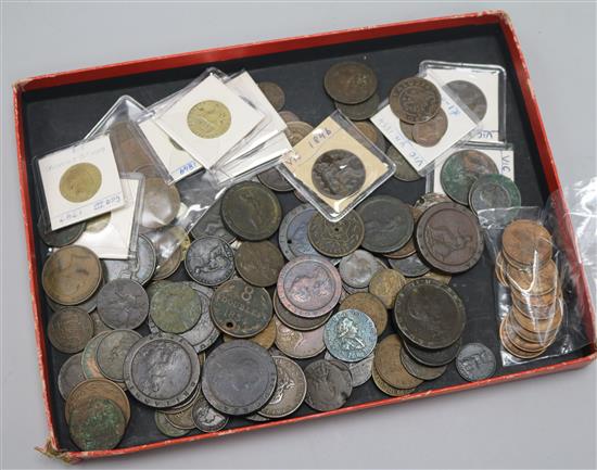 A collection old copper coins